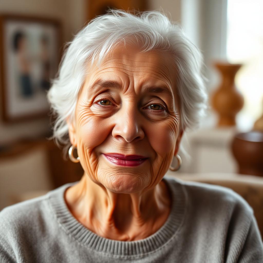 Confident senior woman with a peaceful, gentle smile